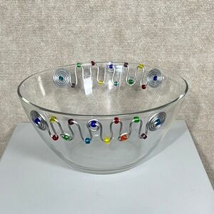 Dary Rees Large 11‎ Inch Glass Wire Beaded Serving Mixing Bowl